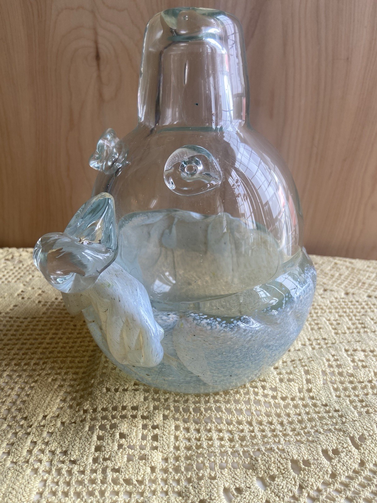 Vintage art glass Unique Face Bottle-Vase Made In USSR