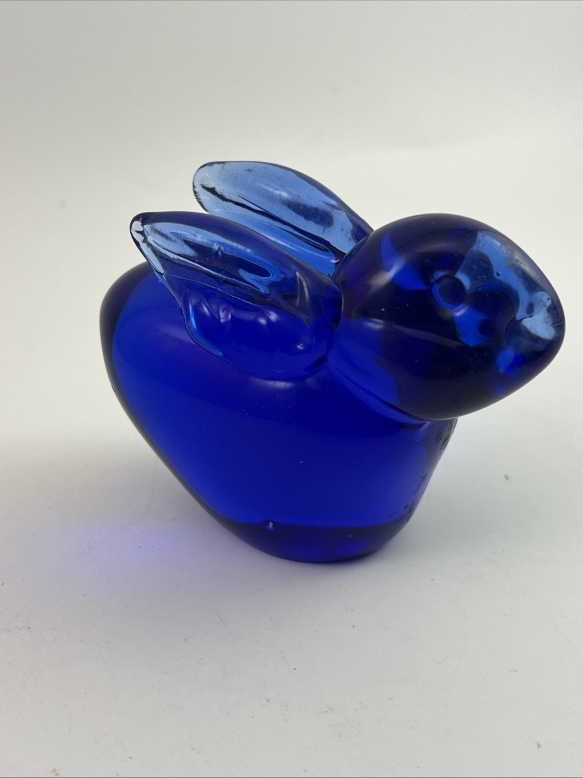 Vintage Cobalt blue handblown Glass bunny Rabbit