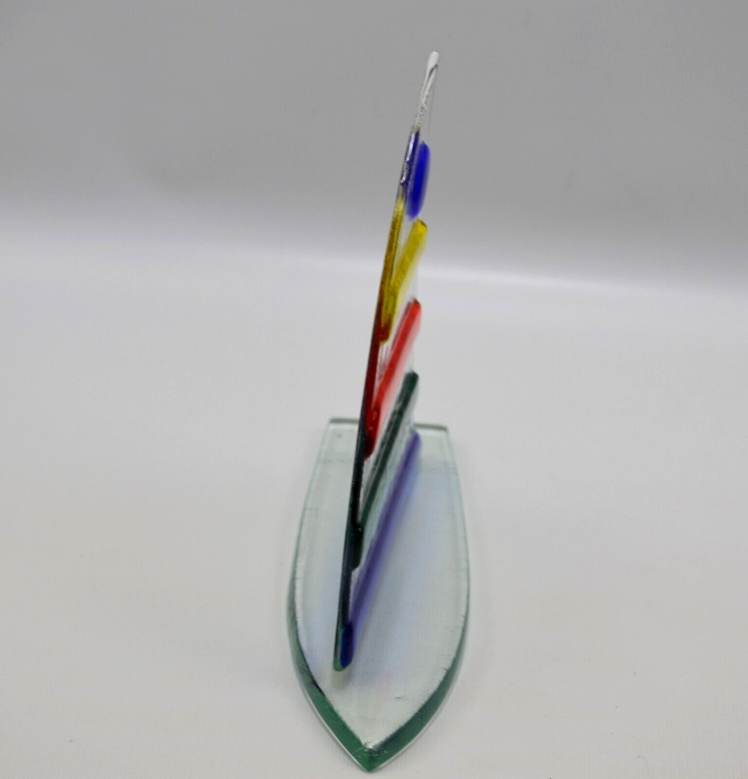 Vtg Glass Sailboat Schooner Free Standing Nautical Decorative Art 6.5″ T x 8″ L