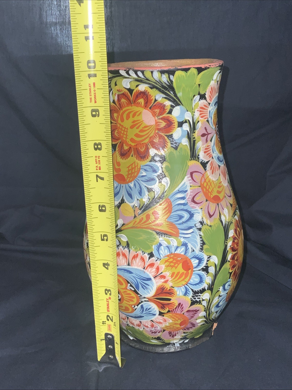 Vintage Hand Painted Floral Pottery Vase