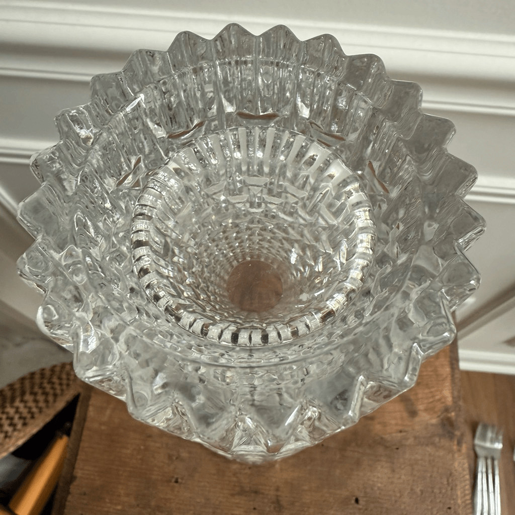 Vintage Art Glass Crystal Vase by Jiri Repasek Union 1970 10”