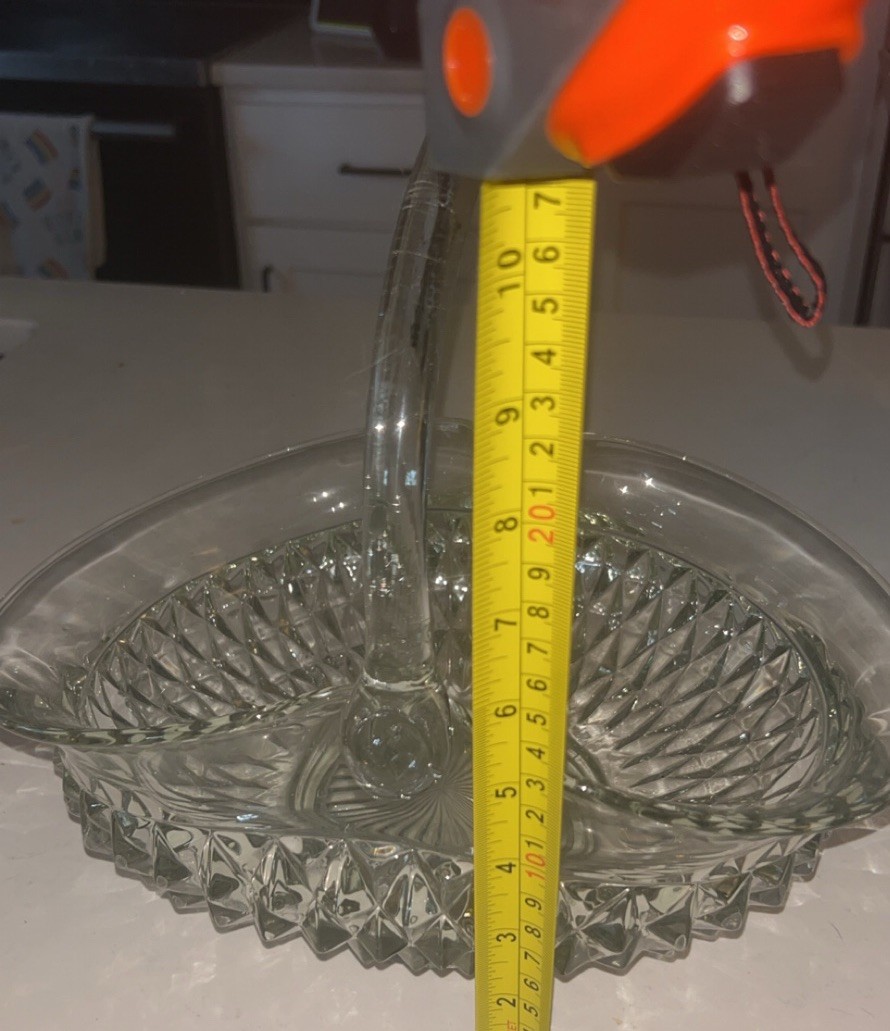 Vintage Indiana Glass Tiara Clear Diamond Point Basket Signed DT Darrell Templet