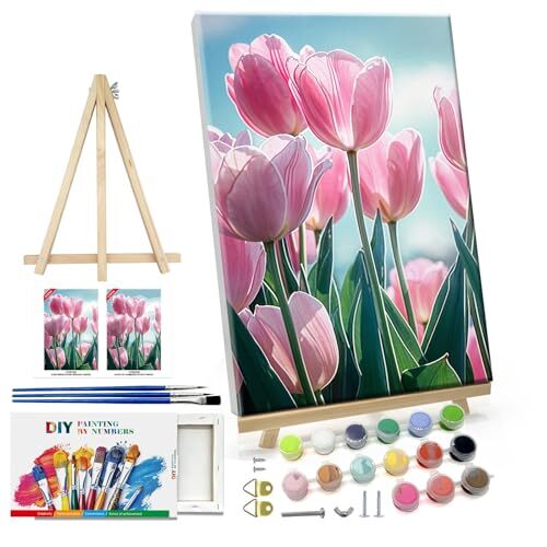 Paint by Number for Adult Beginner DIY Flowers Paint by Number with Tulips