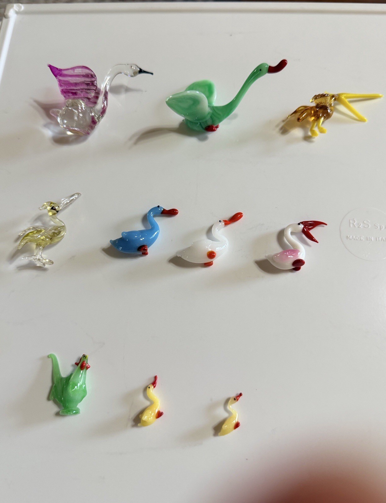10 Vintage Miniature Blown Glass Bird Figurines Trinkets