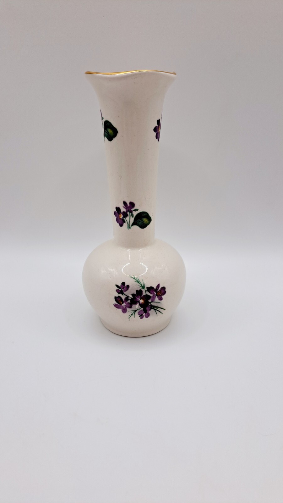 Vintage Bud Vase Violet Floral 5.25″x2.25 Lord Nelson England 3710
