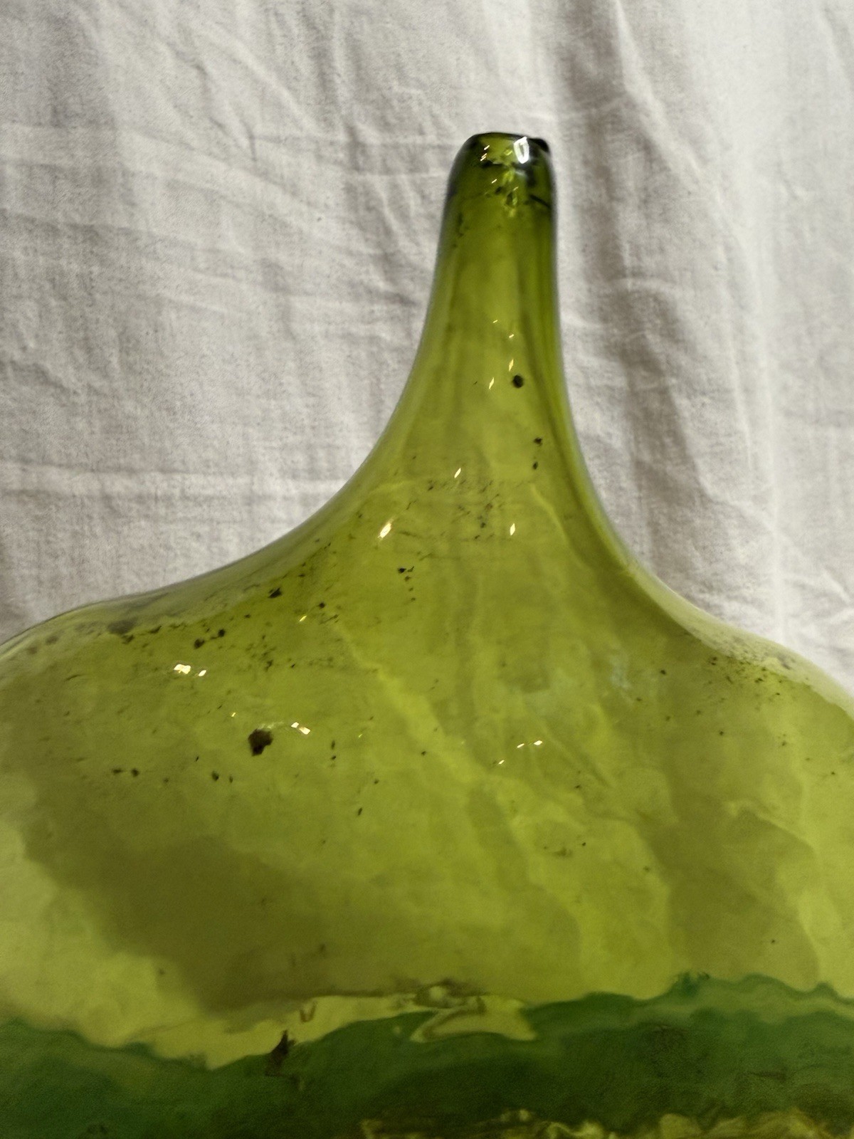 Green & Blue Art Glass Vase, Narrow Neck, Glossy Finish