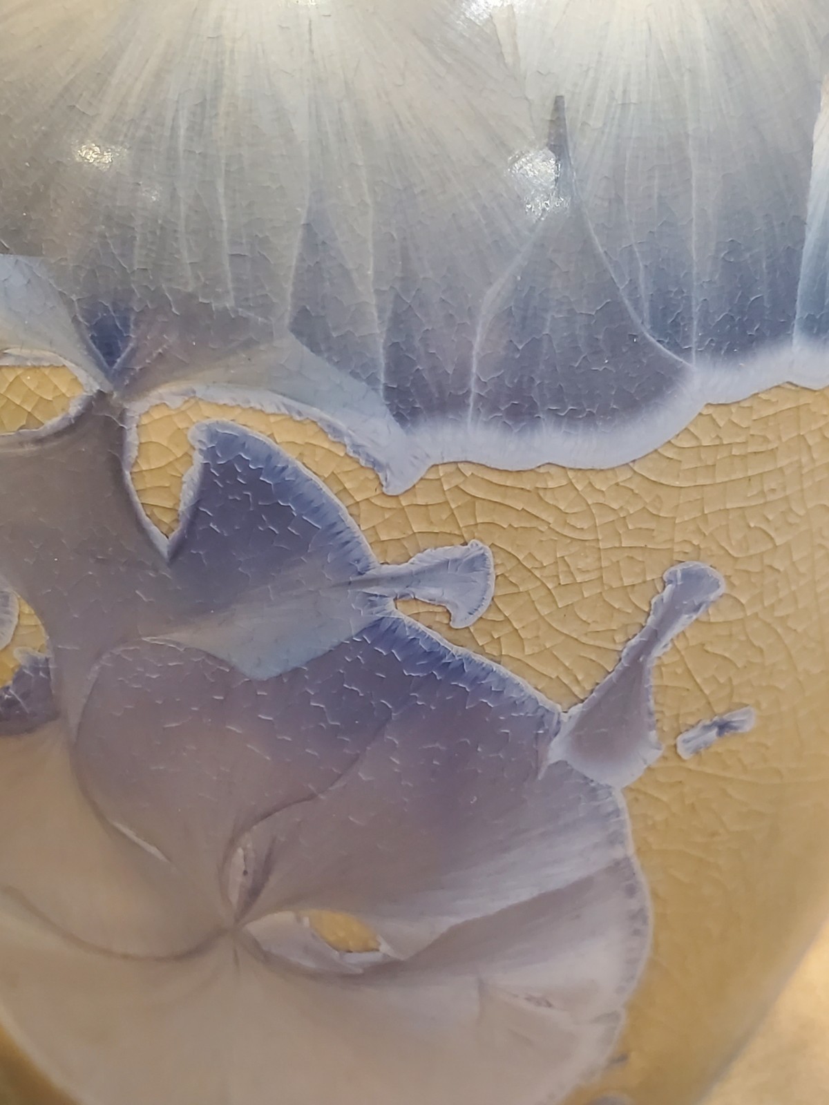 Louise Reding Crystalline Art Pottery Vase, 5-1/2 inch, Blue on Gray, Signed