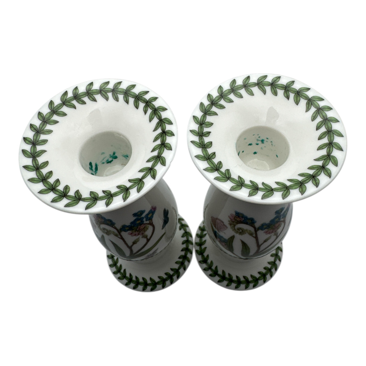 Portmeirion Botanic Garden 6″ Candle Holders Forget-Me-Not Pattern Set 2