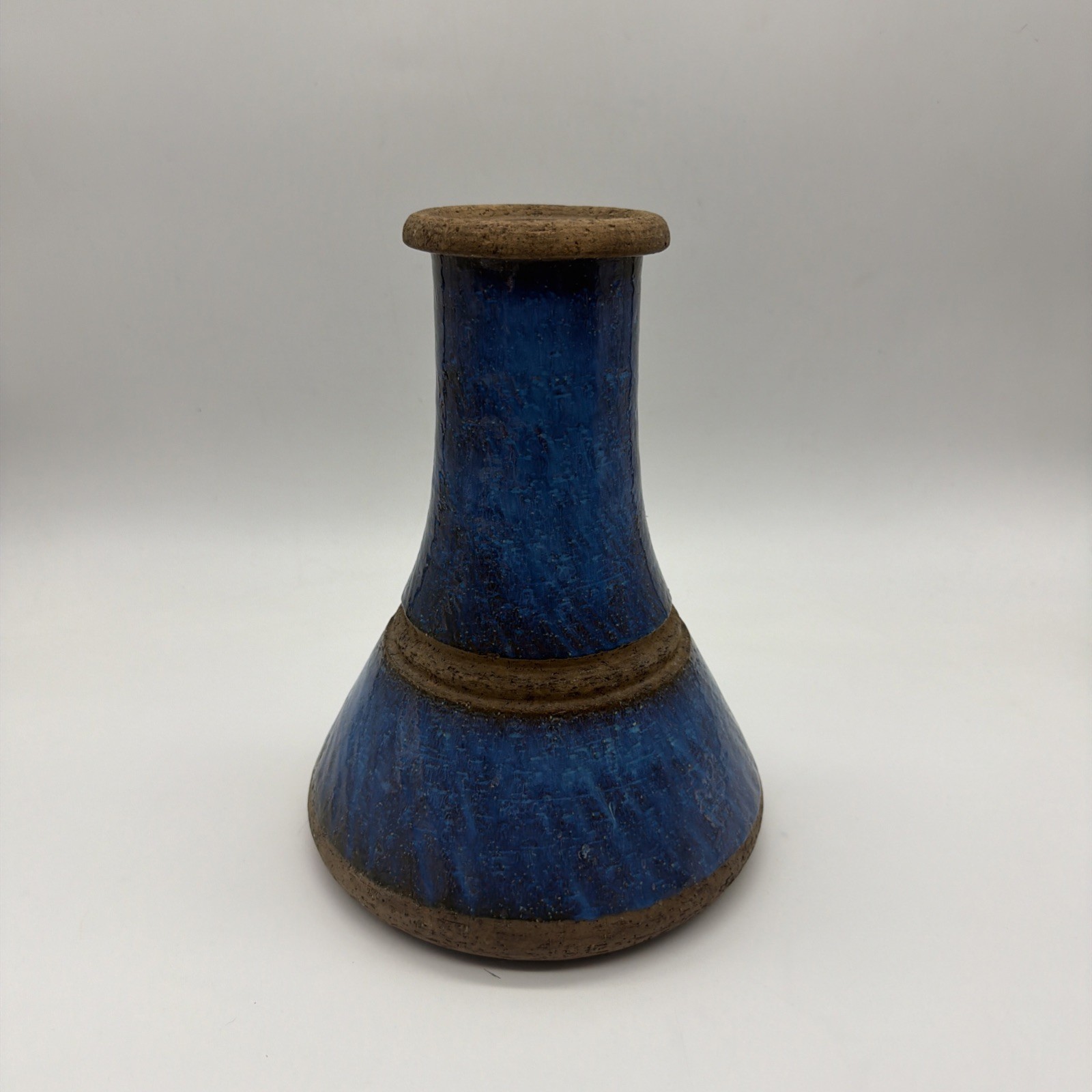 Mid Century Modern Raymor Bitossi Italy Large 10 3/4″ Tall Blue Pottery Vase *
