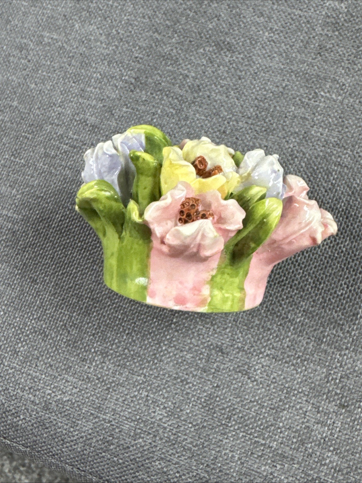 Vintage Porcelain Colorful Flower Posies Bouquet