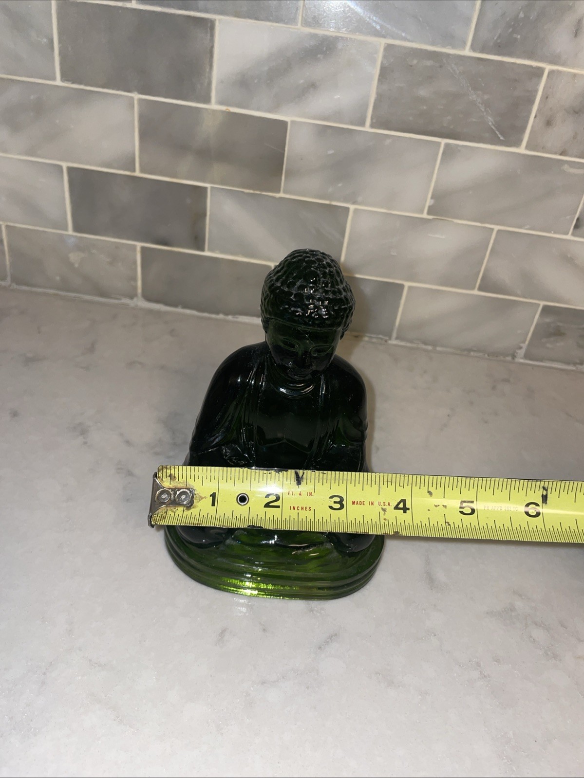 GILLINDER GREEN GLASS BUDDHA VINTAGE 1990’S Signed Beautiful