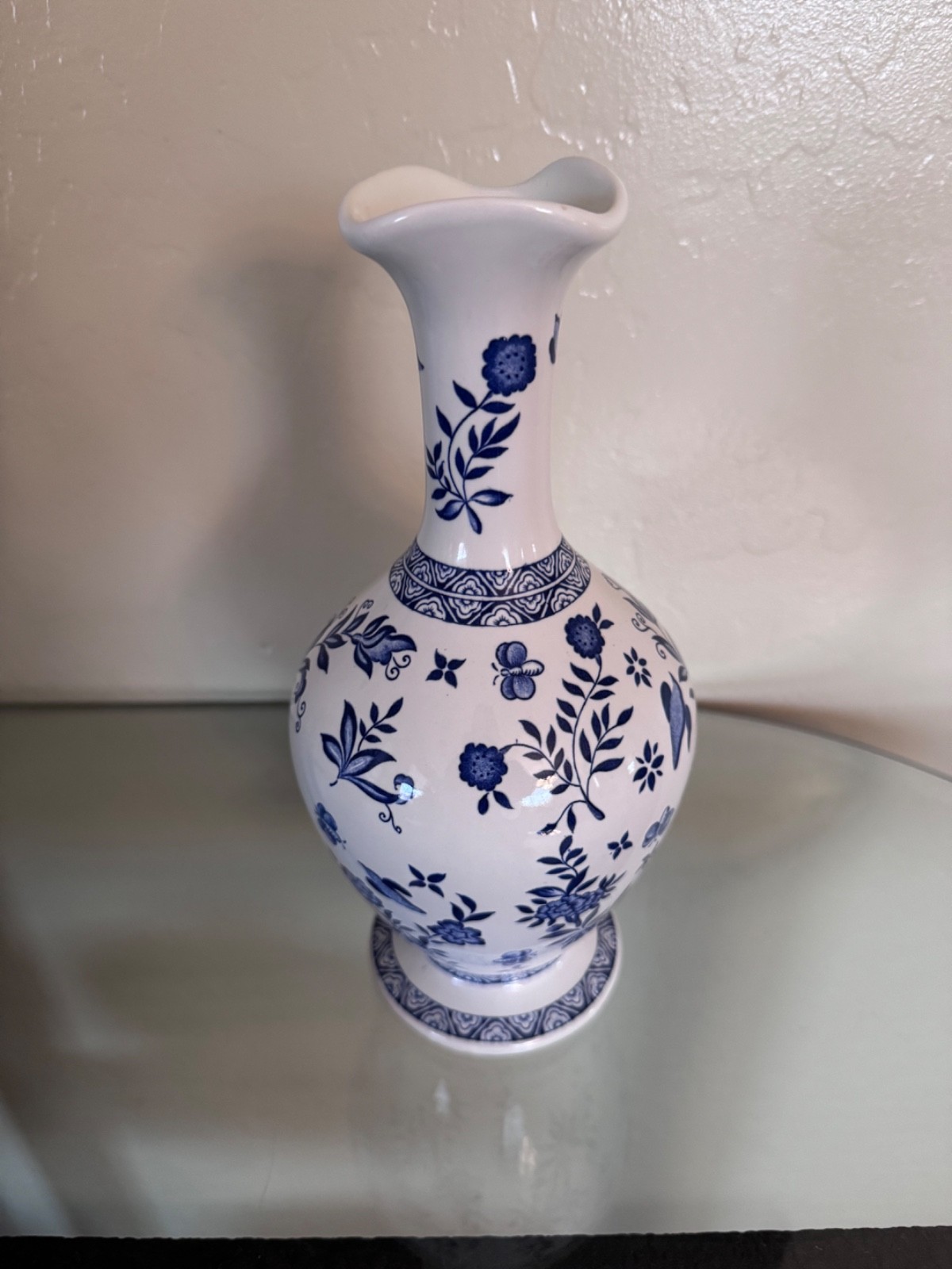 Coalport Blue & White Vase Ceramic 9.5 inches High Made in England, Limited