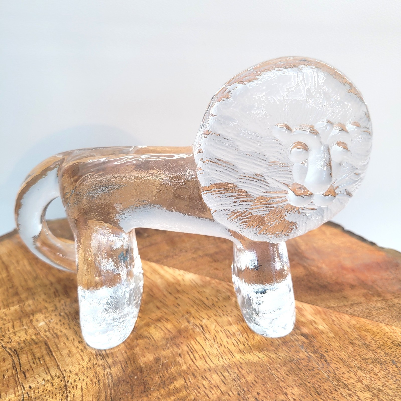 Vintage Kosta Boda Zoo Series Glass Lion Sculpture Bertil Vallien 60s 70s MCM