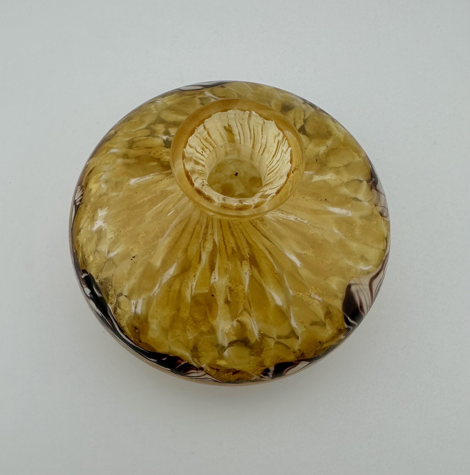 Vintage Art Swirled Gold White Yellow Brown Mini Vase