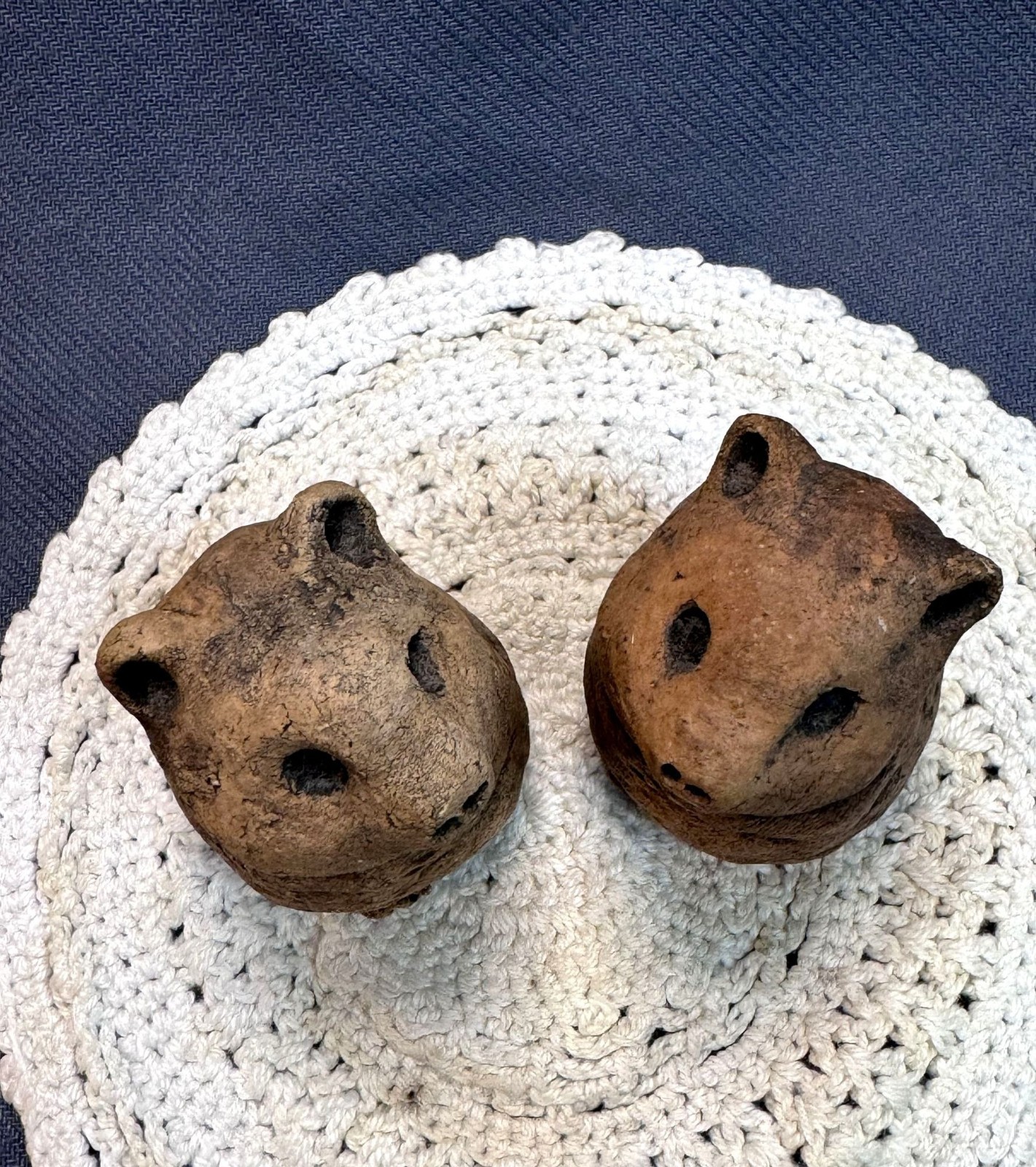 Vintage Handmade Hamster Figurines Pair Of Folk Art Studio Pottery Guinea Pigs