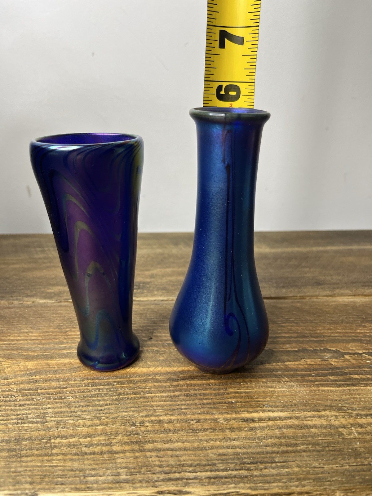 Orient & Flume Iridescent Blue Art Glass Vases & Ornaments