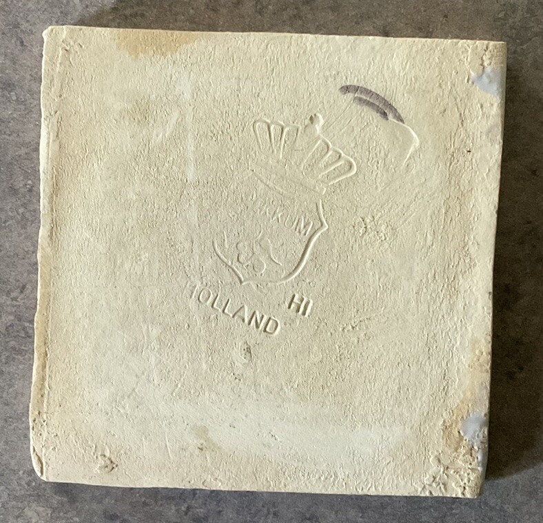 MAKKUM :: Vintage 4” Sq NAUTICAL SHIP STUDIO ART TILE Delft Marked HOLLAND