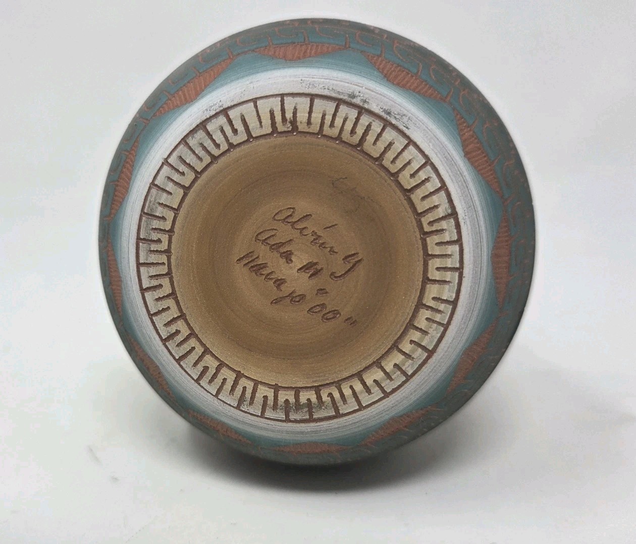 Navajo Pottery Vase Etched Signed Alvin Yellowhorse Ada Morgan Native American