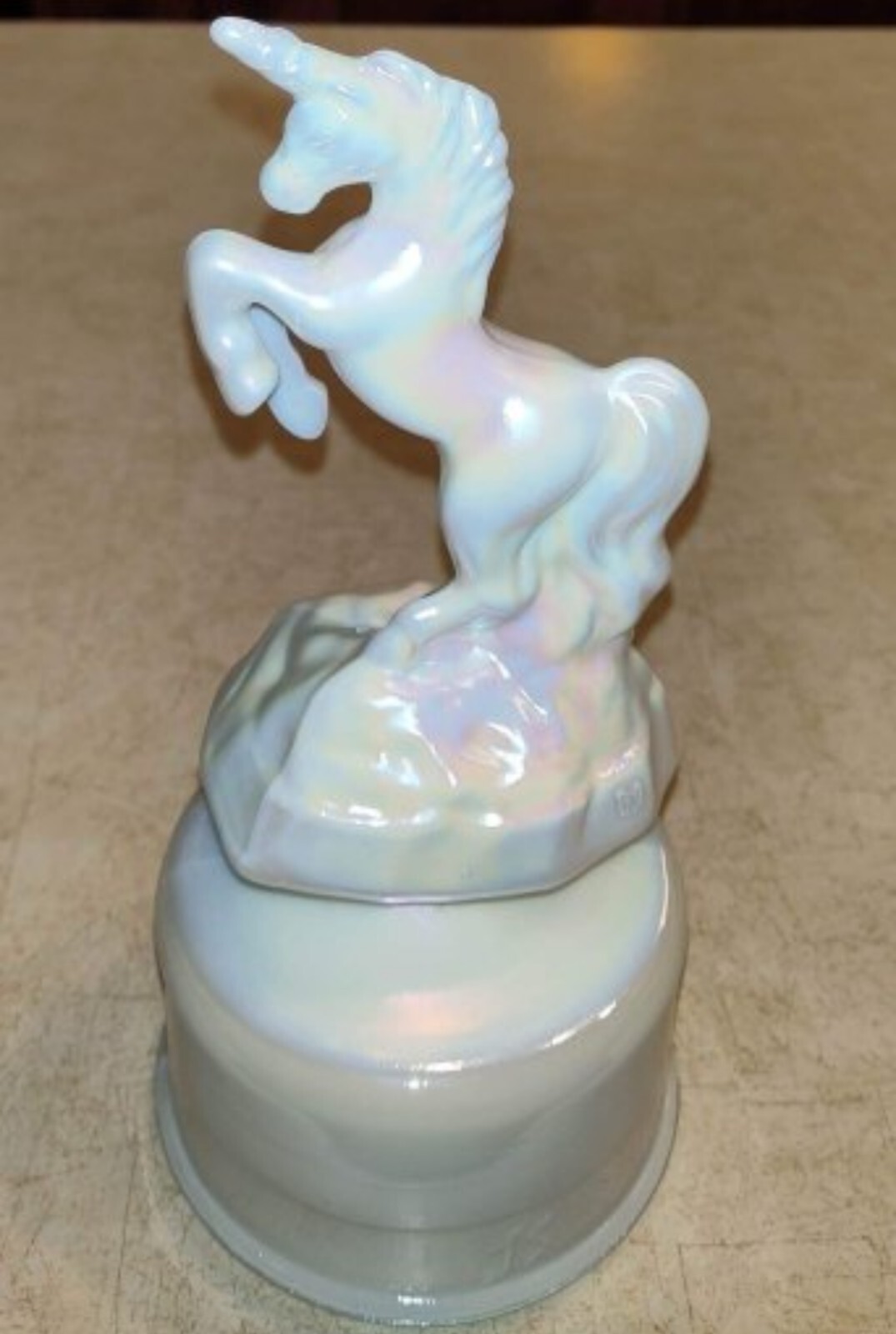 Brand New Mosser Made Milk Glass Carnival Unicorn on the Fount From Fenton Mould