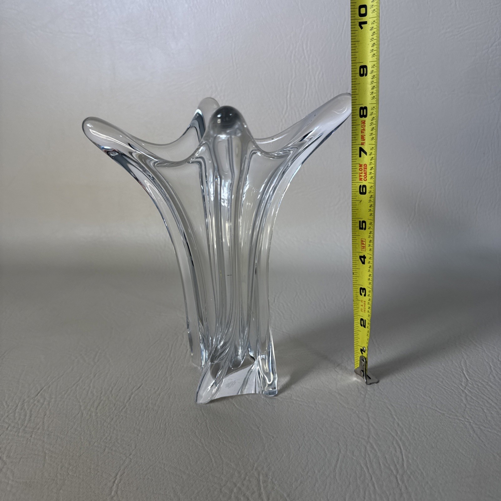 Clear Glass Vase by CoFrac Art Verrier France Modernist Mid-Century 8 1/4”