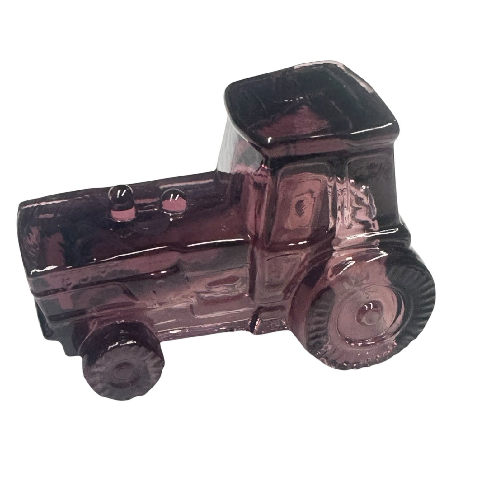 Boyd Glass Amethyst Purple Tractor Figurine Miniature Farm Collectible