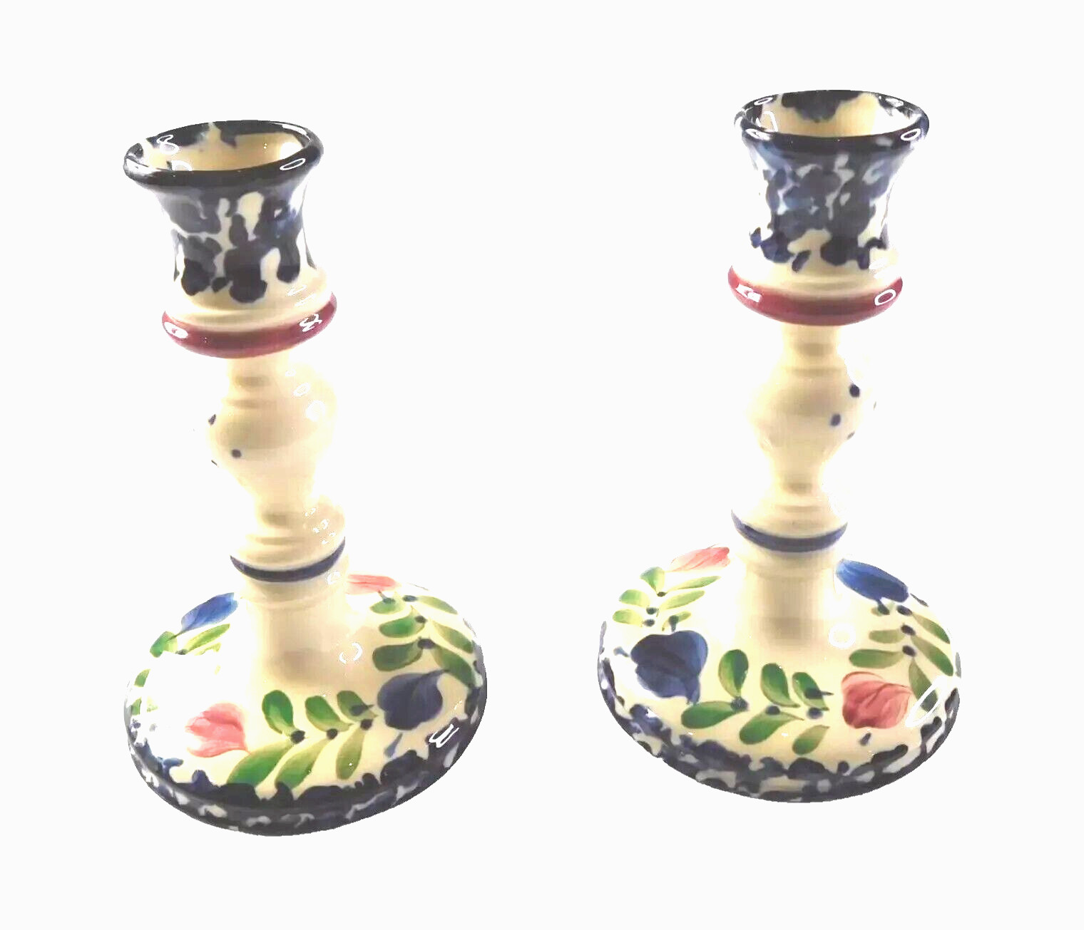 Gail Pittman floral Ceramic Candlesticks 6″