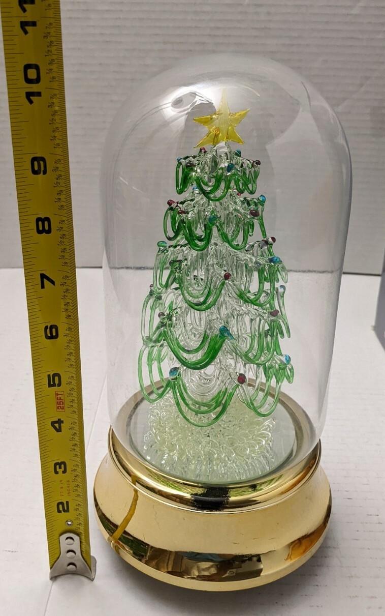Vintage Glass Christmas Tree Night Light Plays White Christmas