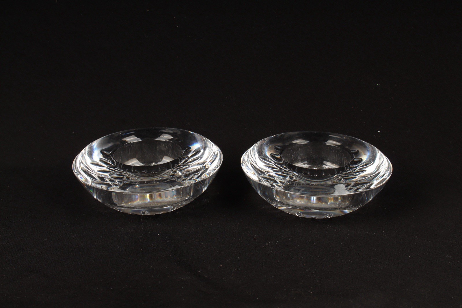 WATERFORD Crystal Lismore Essence Tea Light Votive Candle Holder PAIR OF TWO 2