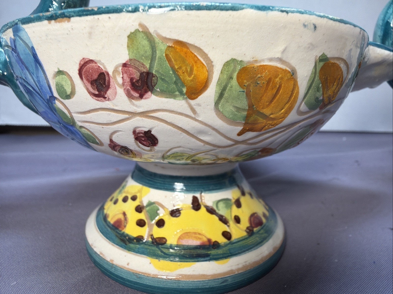 Vintage Aladdin Lamp Candle Holder Handpainted Italy Pottery Set Of 2