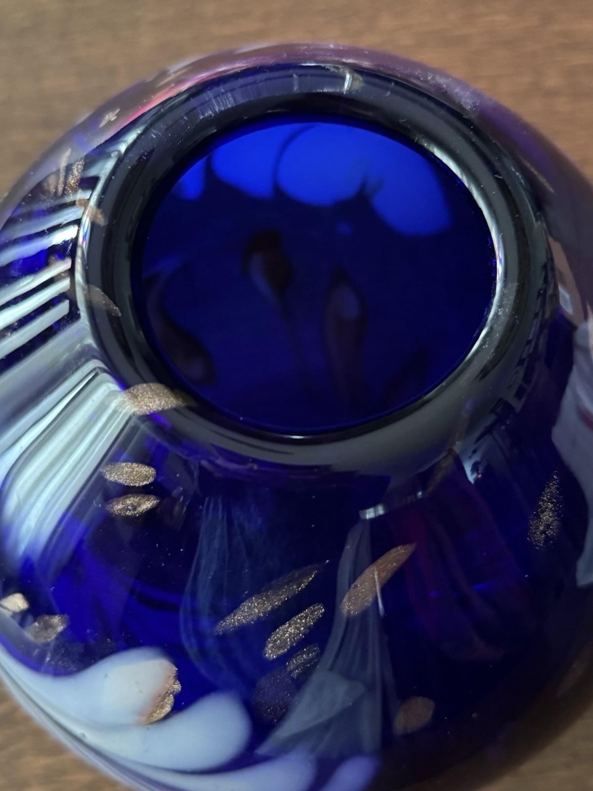Murano Art Glass Vase Cobalt Blue Copper Flakes Mid Mod 7” X8” 6 Lbs. 9 oz.