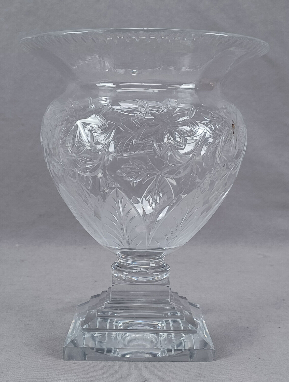 Late 19th Century British Stourbridge Engraved Floral & Acanthus Leaf Vase