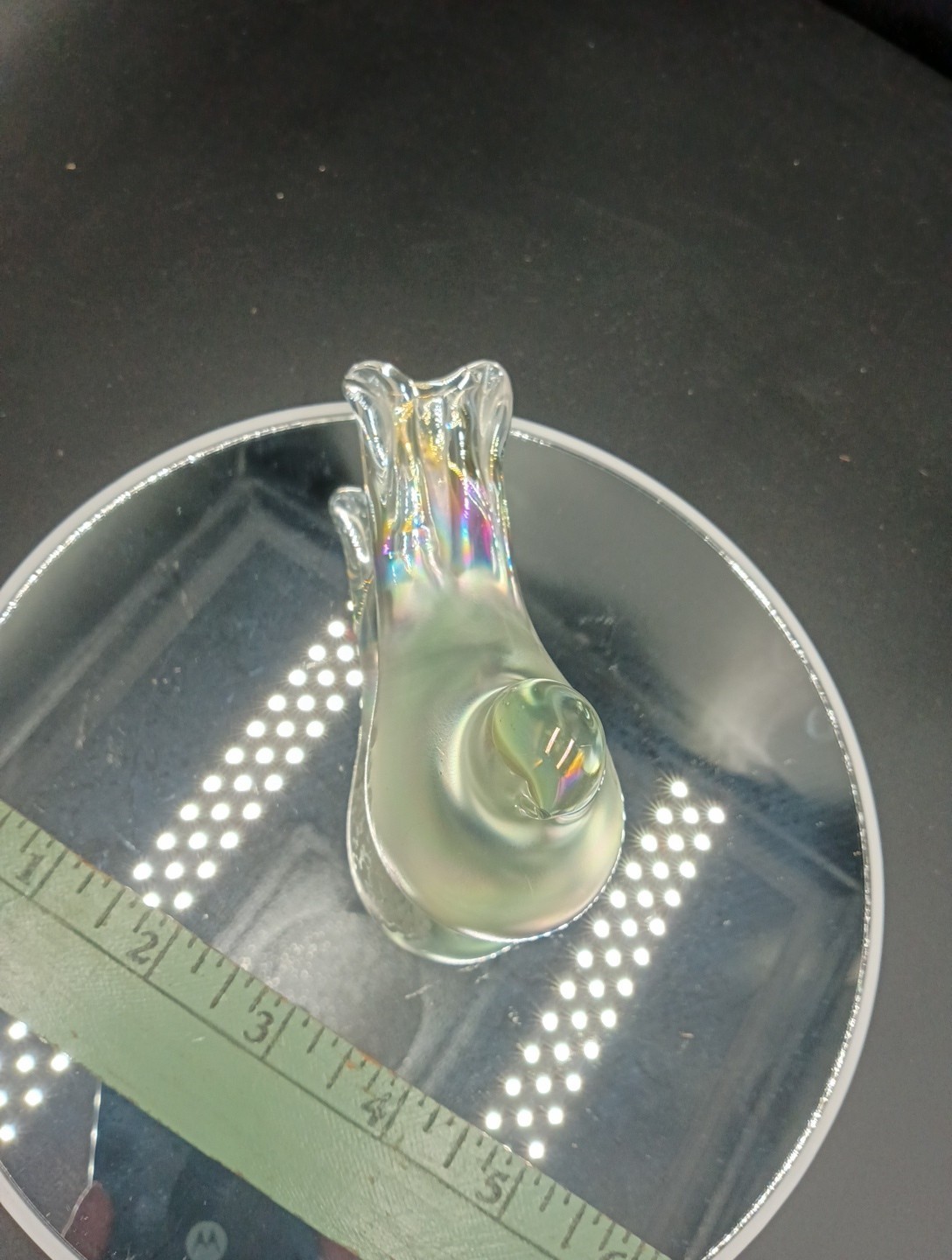 Silvestri Rainbow Snow Bird Figurine Iridescent Art Glass Matte Finish