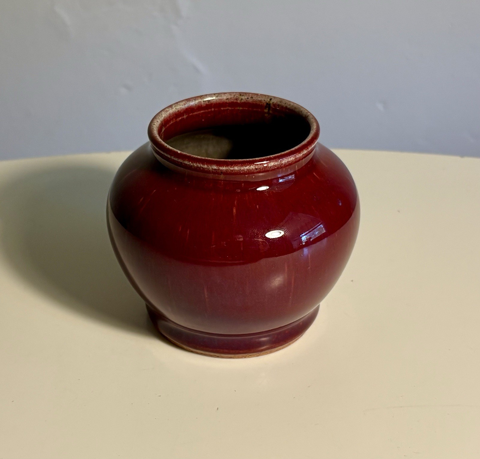 Pewabic Pottery Detroit Cranberry Glaze Vase Marked JA 2014