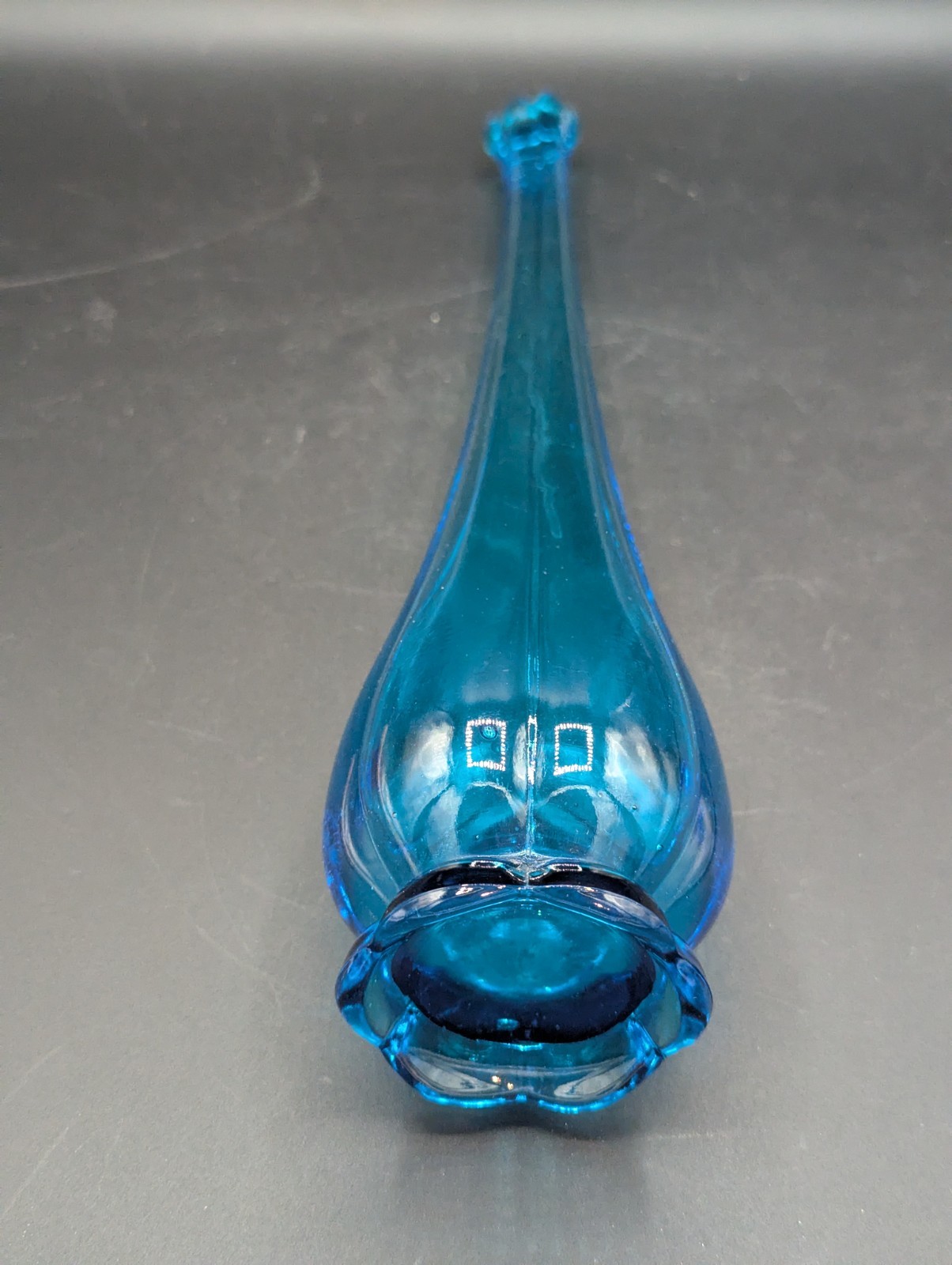Vintage LE Smith Simplicity Swung Art Vase Peacock Blue MCM Pedestal 13″ SEE PIC