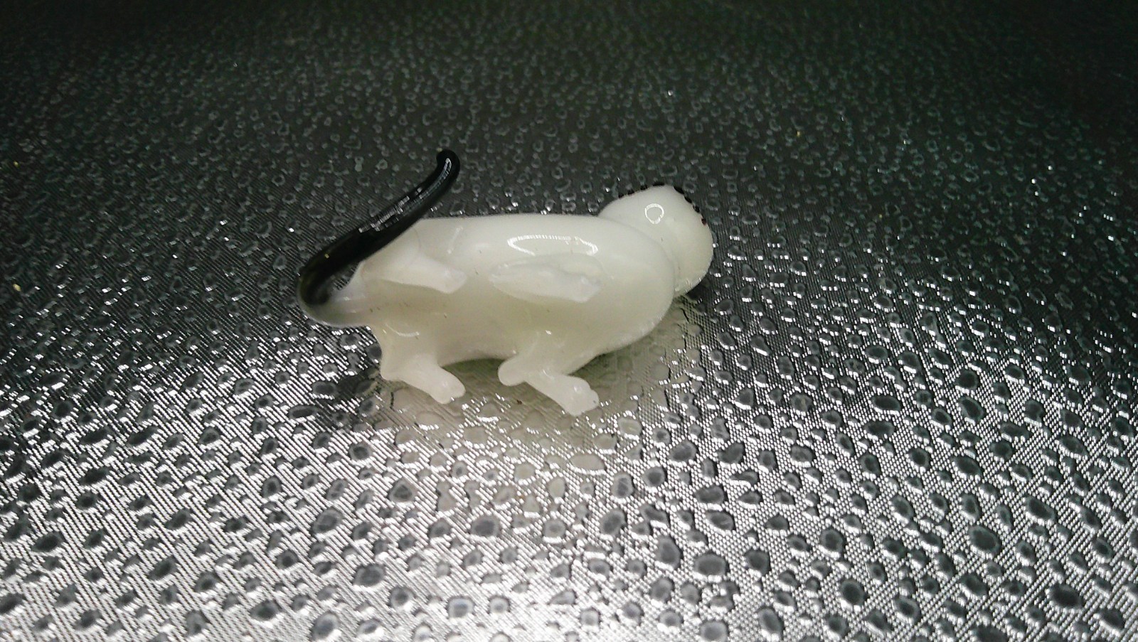 Vintage Miniature Black & White Cat Hand Blown Glass Art Figurine 1.5″ FREE SHIP