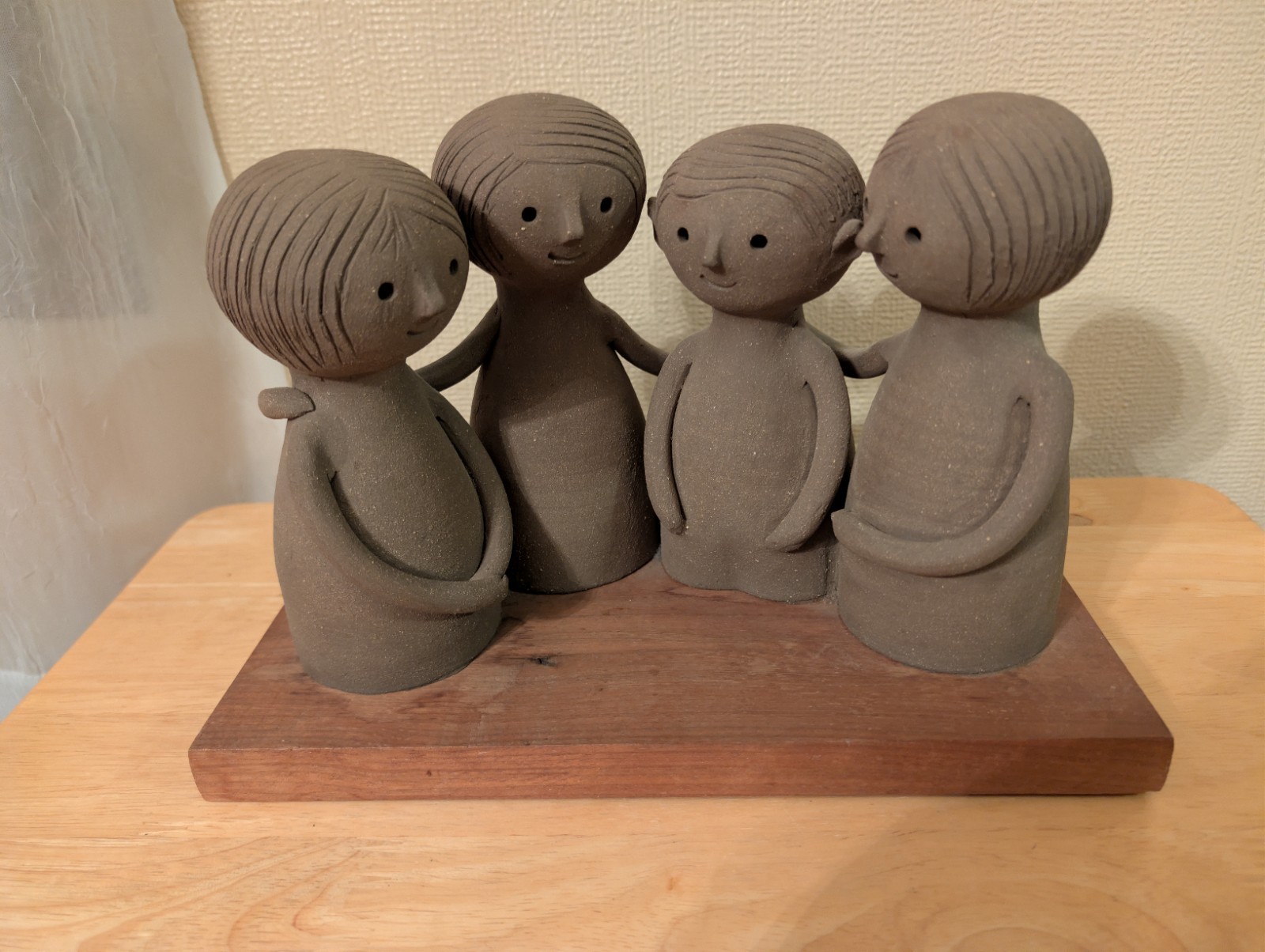 Rosemary Taylor Studio Pottery Sculpture Mid Century Modern 4 Figures Wood Base