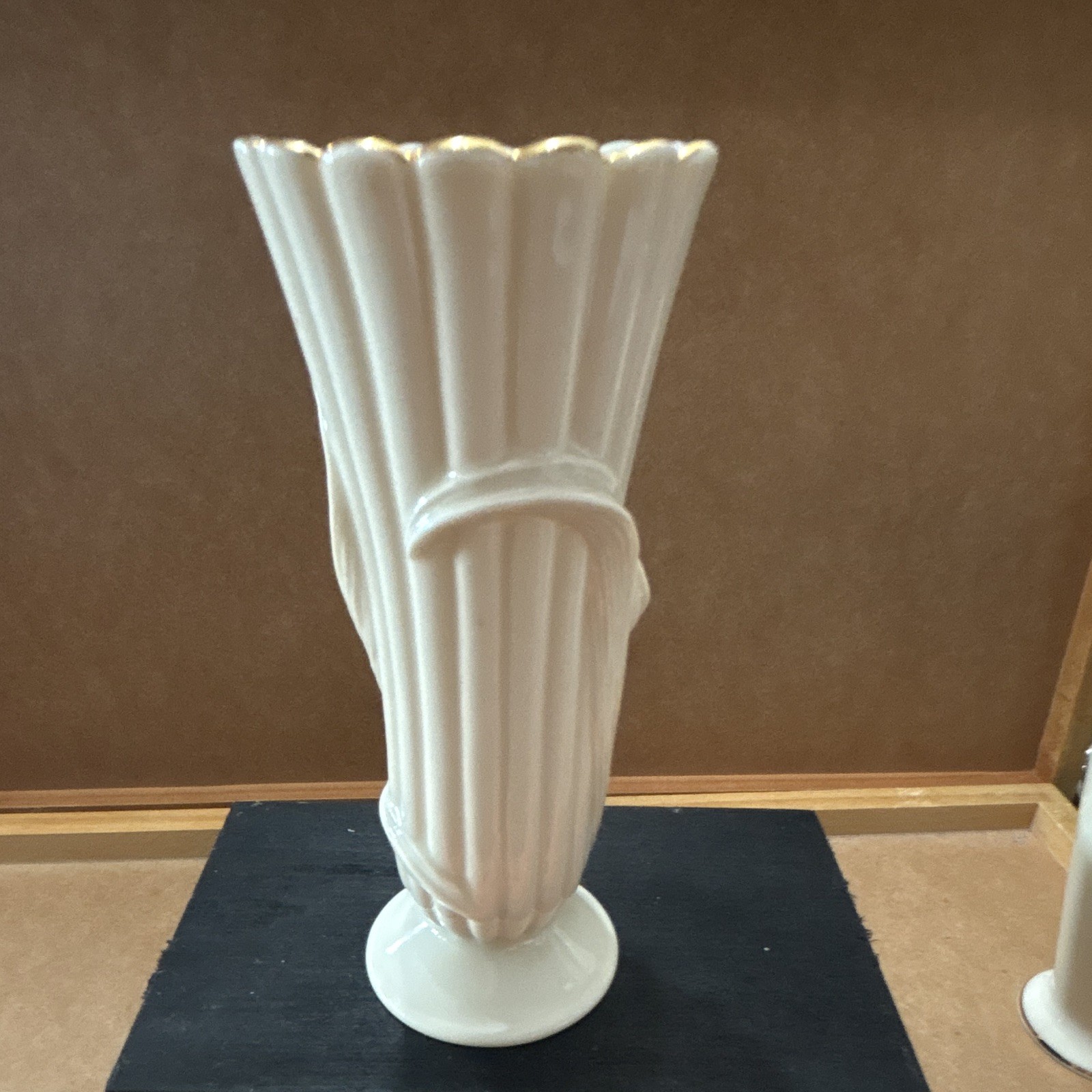 Set of 3 Lenox Porcelain Bud Vases with Gold Accent Rim