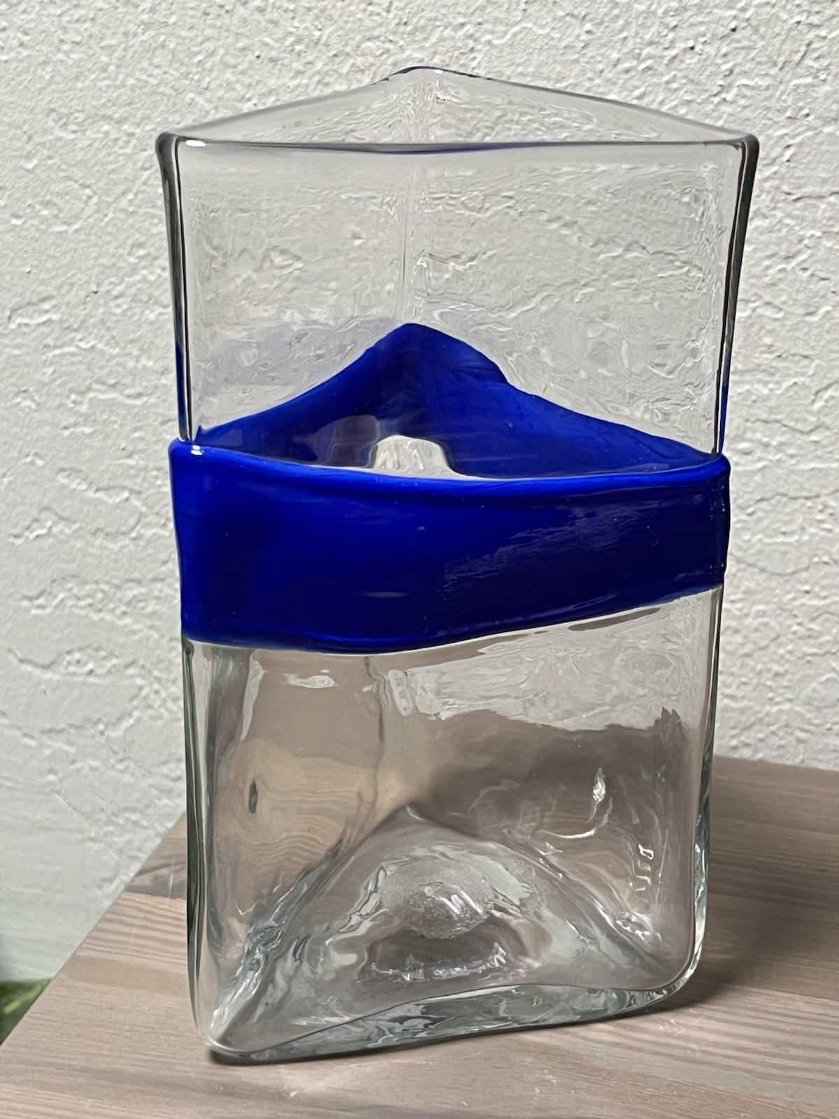 Vtg USA Uranium Wabi Sabi Triangle Glass Vase William Salas