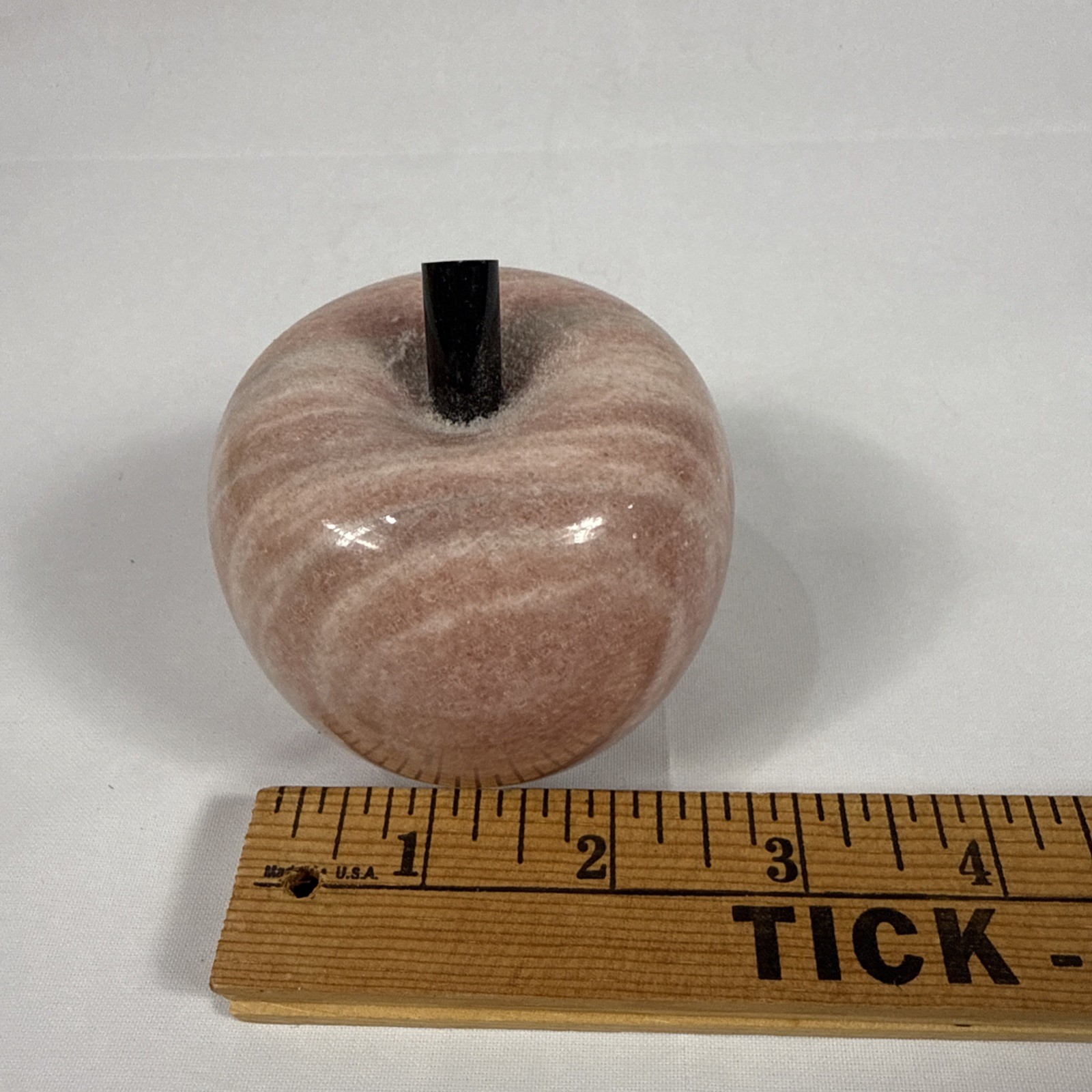 Marble Apple Paperweight~3in, pink & Gray marbling, beautiful