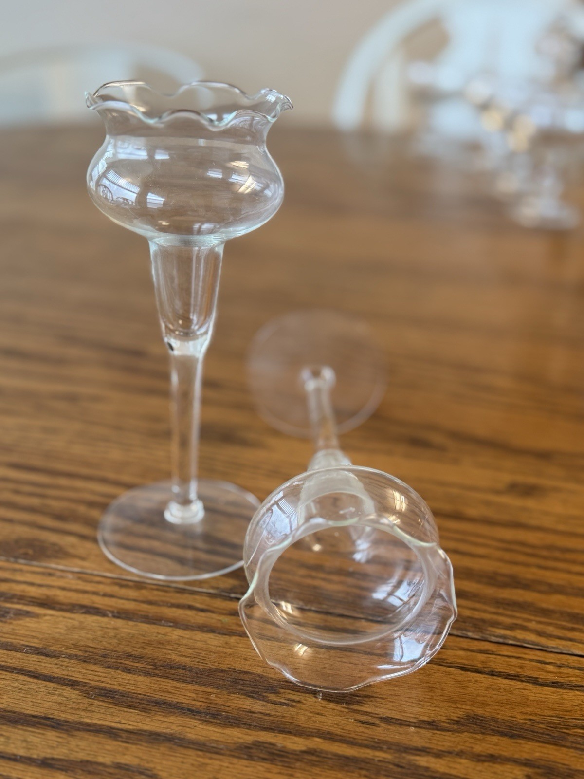 Vintage Pair Princess House Crystal Fluted Stemmed Candle Stick Holders