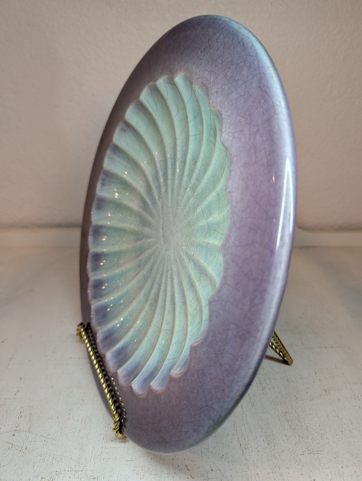 Vintage Royal Haeger Centerpiece Service Platter Mauve Agate Mid Century Plate
