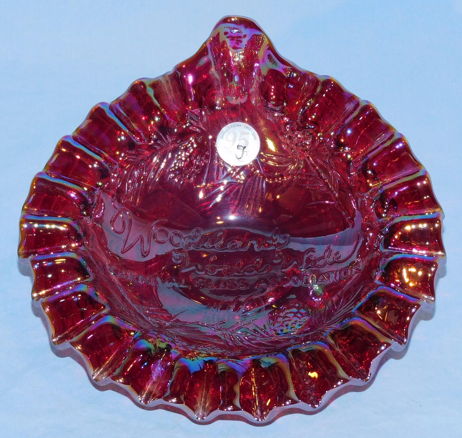Fenton 2001 Las Vegas Red Woodsland Worldwide Carnival Glass 95Th Anniversary