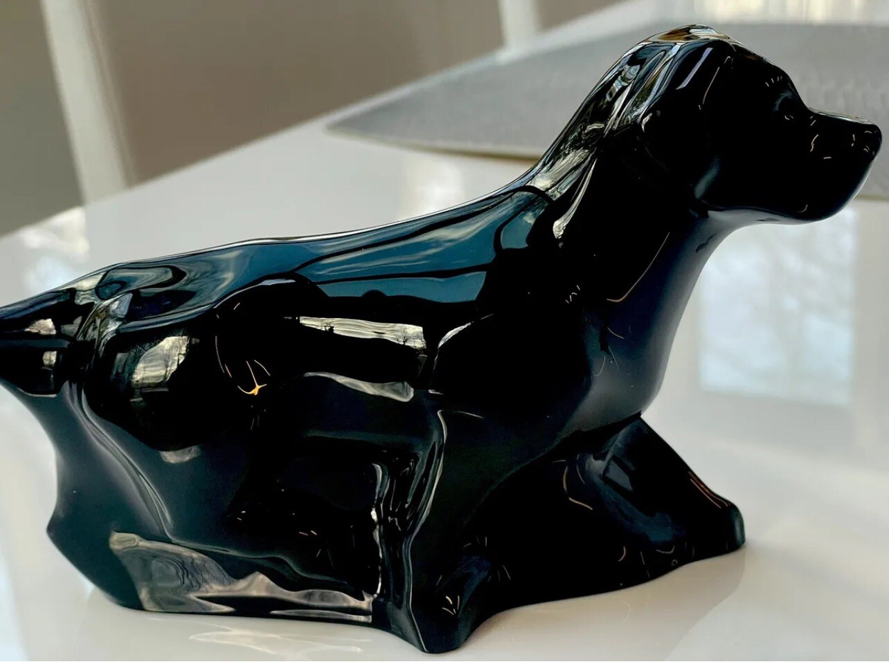 Baccarat Crystal Glass Black Labrador Retriever Dog Figurine 7.5 x 4.75 inches