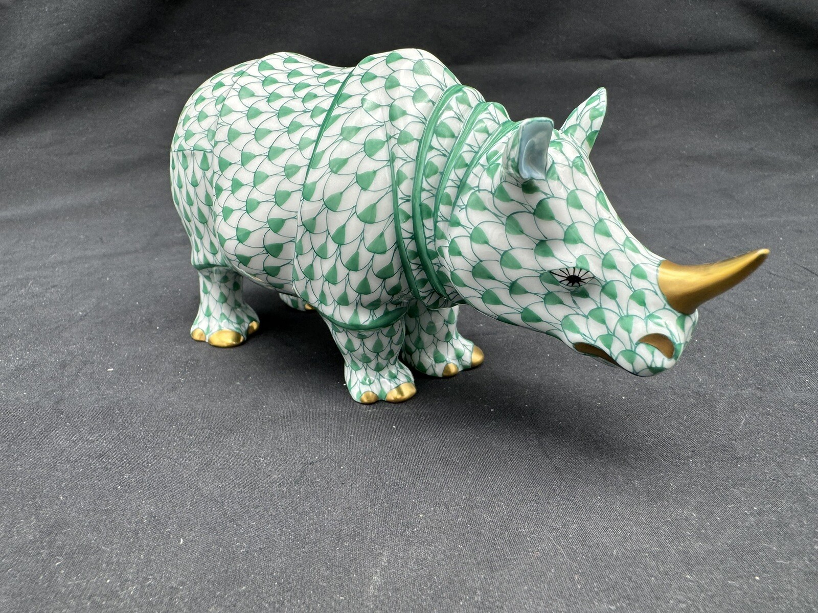 Herend Rhino Green Fishnet #15333