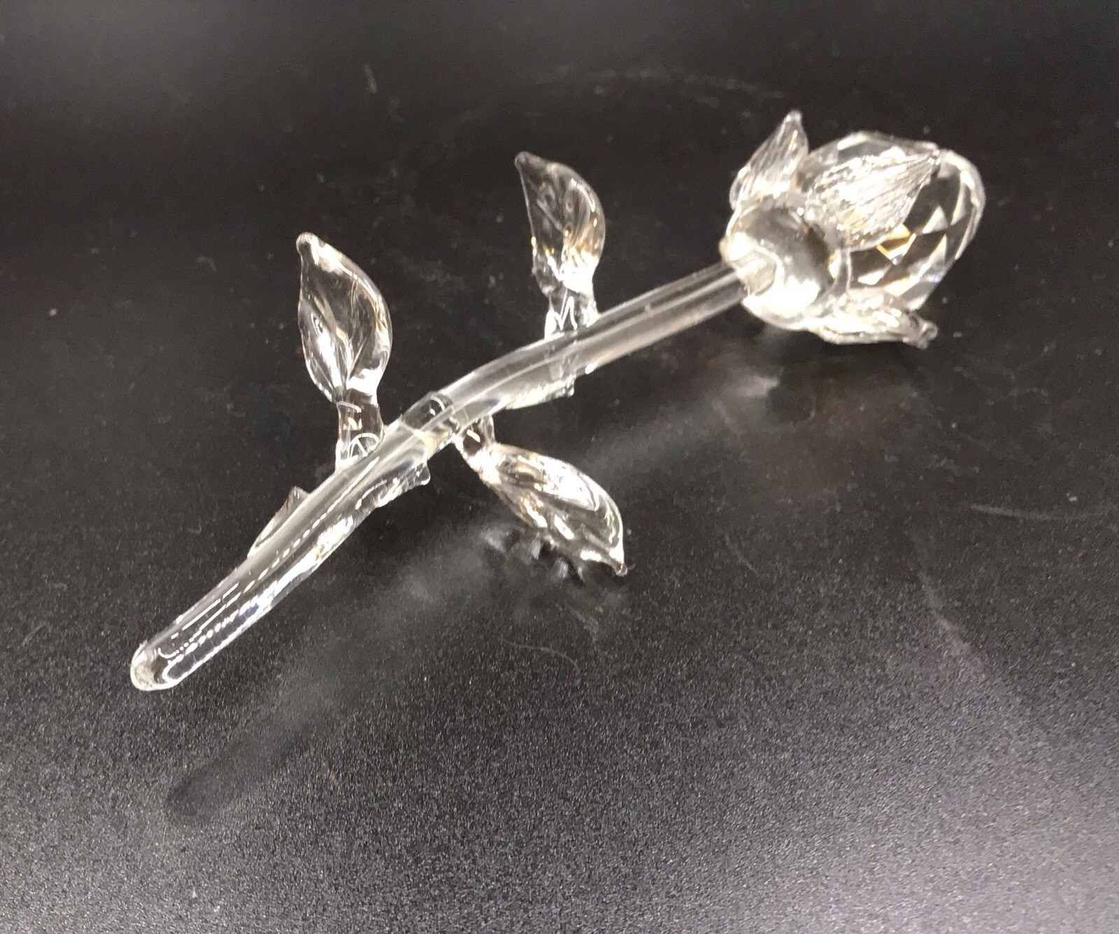 Glass Rose unbranded Made in Turkey 6 inches decorative collectible Original Box