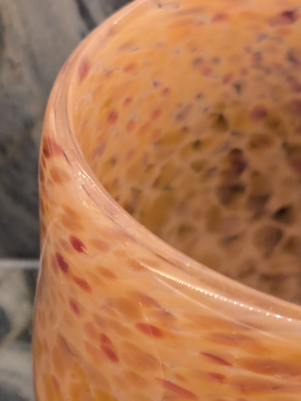 Orange Pink Graffiti Bowl Handblown at Conway Glassworks In SC. 5X4&1/2″ Perfect