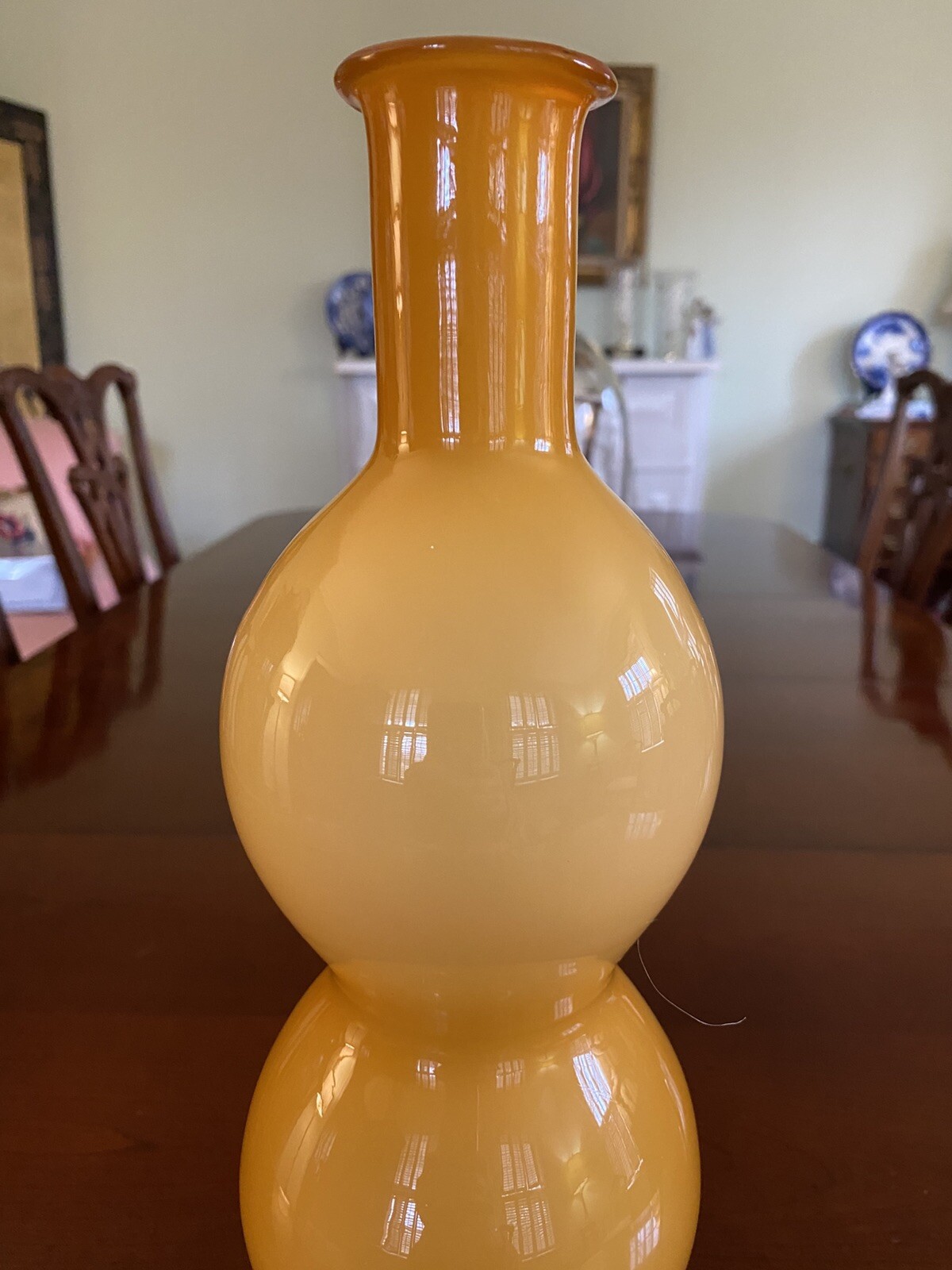 Empoli MCM Italian Murano Cased Amber Bubble-Gurgle Bottle 15”