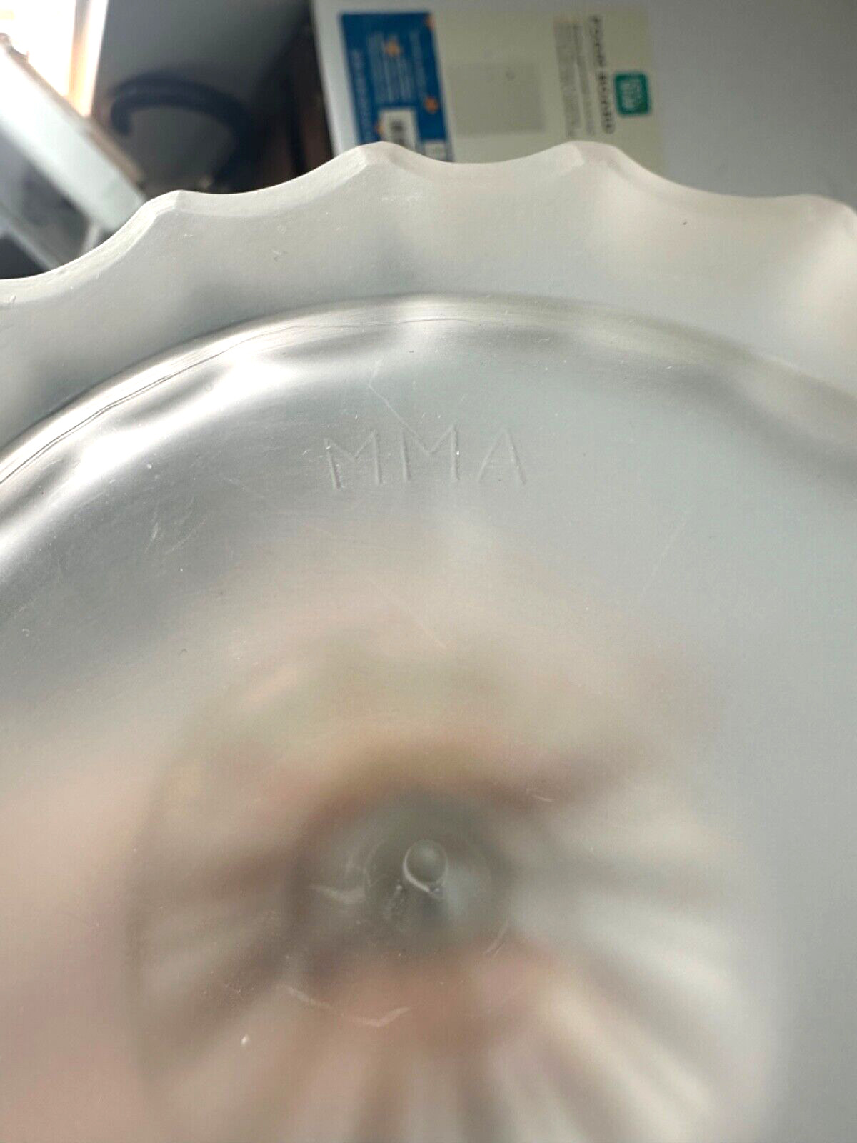 MUSEUM of MODERN ART MMA 3 FACE DESIGN CANDLESTICK ~ 9.5″ FROSTED CRYSTAL