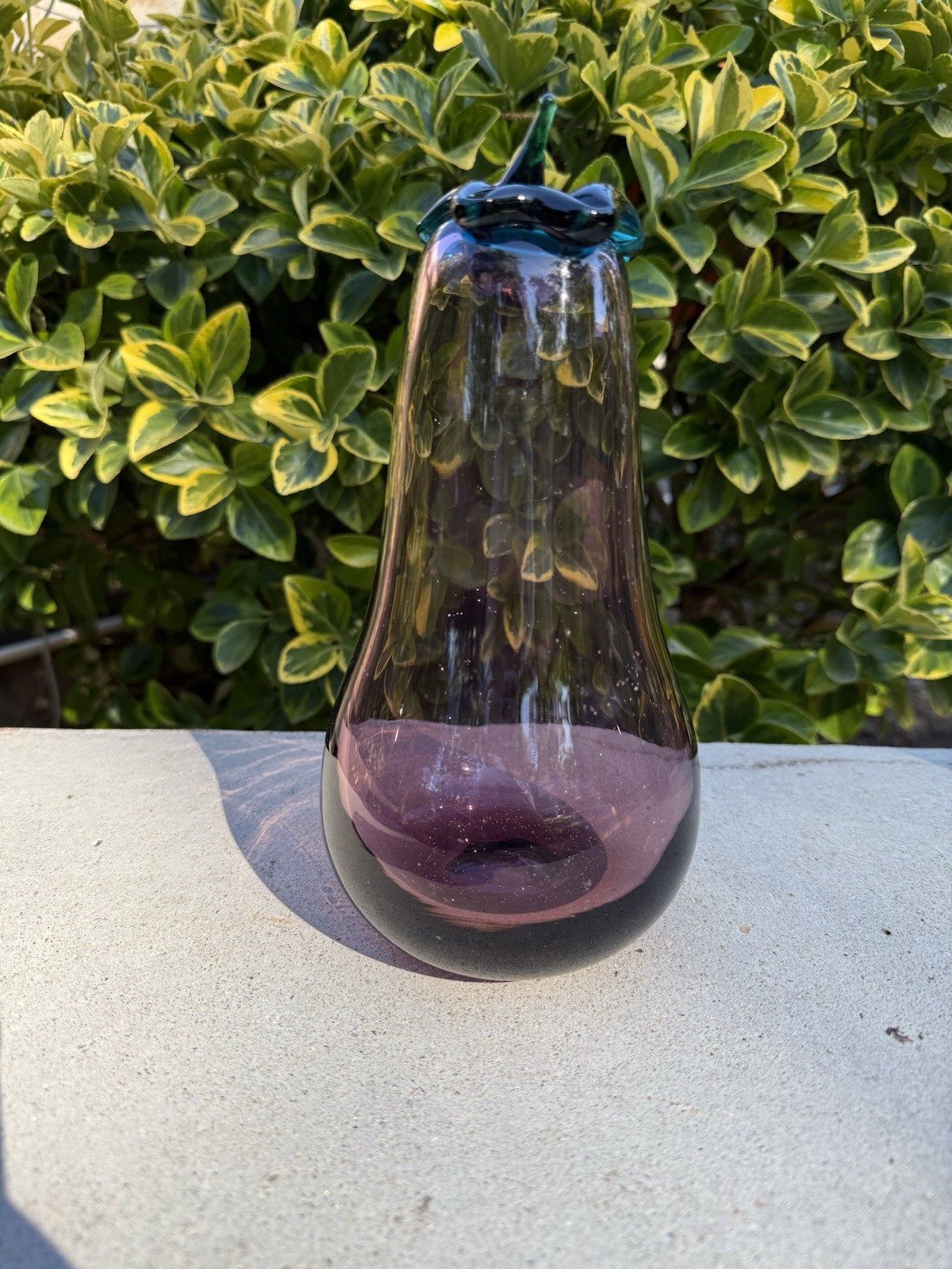 Blenko handblown art glass eggplant sculpture