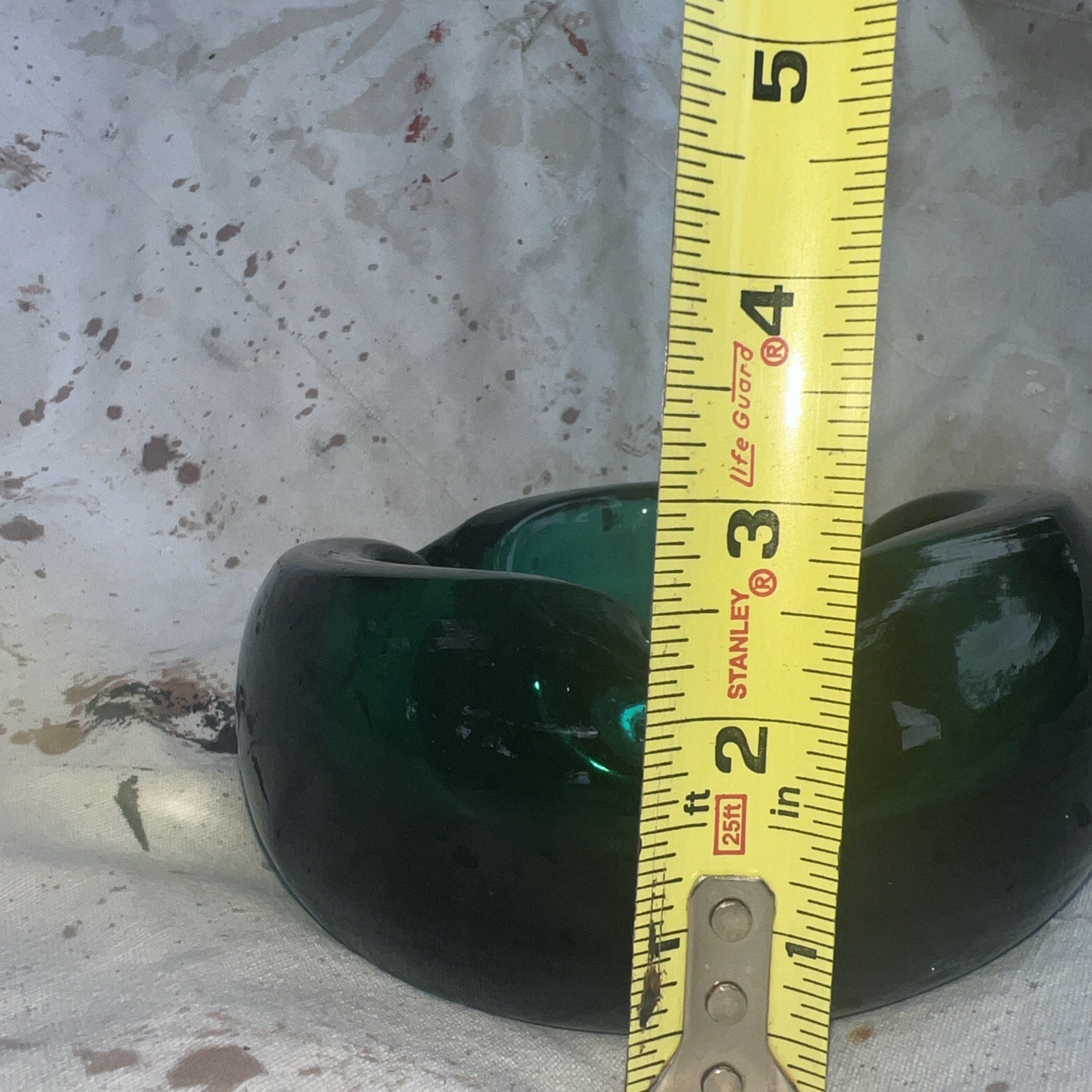 Vintage 60’s Emerald Green Blown Glass Ashtray Murano Style Orb MCM 4lbs 4.5ozs